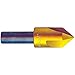 KEO 55317 Cobalt Steel Single-End Countersink, TiN Coated, 3 Flutes, 82 Degree Point Angle, Round Shank, 3/4" Shank Diameter, 1-1/2" Body Diameter