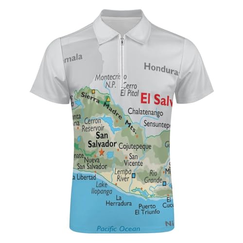 Maps of El Salvador Men's Short Sleeve Polo Shirts Sports Shirts, Golf Shirts4