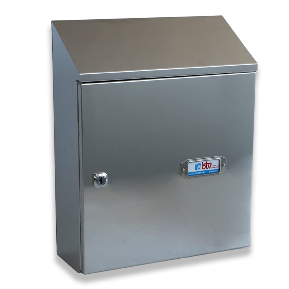 BTV | Recogecartas con Cerradura Grado I | Buzones de Correos Exterior en Chapa de Acero Inoxidable