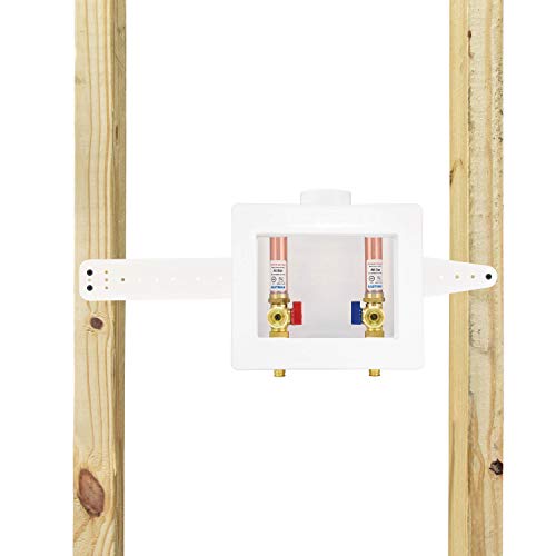 Image of Eastman 1 /2 inch Expansion PEX Connection, White Center Drain Washing Machine Outlet Box with Hammer Arrestors, 60247