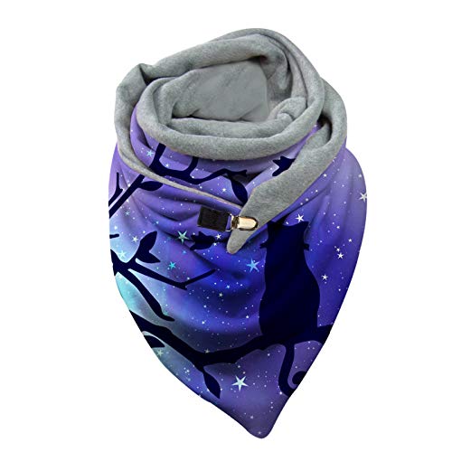 MYLH Bufanda triangular para mujer, con botones, de algodón, para invierno, reversible, con estampado de gato, para otoño, acogedora y acogedora bufanda de invierno, triángulo, b, Talla única