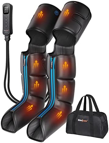 SHINE WELL Leg Massager with Heat and Compression, Leg Massager for Circulation and Pain Relief, Full Leg Massager with 3 Heat 3 Modes 3 Intensities, for Athletes Runner Cyclist, FSA HSA Approved