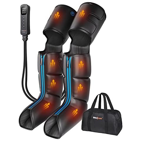 SHINE WELL Leg Massager with Heat and Compression, Leg Massager for Circulation and Pain Relief, Full Leg Massager with 3 Heat 3 Modes 3 Intensities, for Athletes Runner Cyclist, FSA HSA Approved Cover