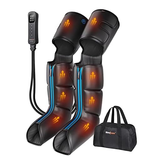 SHINE WELL Leg Massager with Heat and Compression, Leg Massager for Circulation and Pain Relief, Full Leg Massager with 3 Heat 3 Modes 3 Intensities, for Athletes Runner Cyclist, FSA HSA Approved