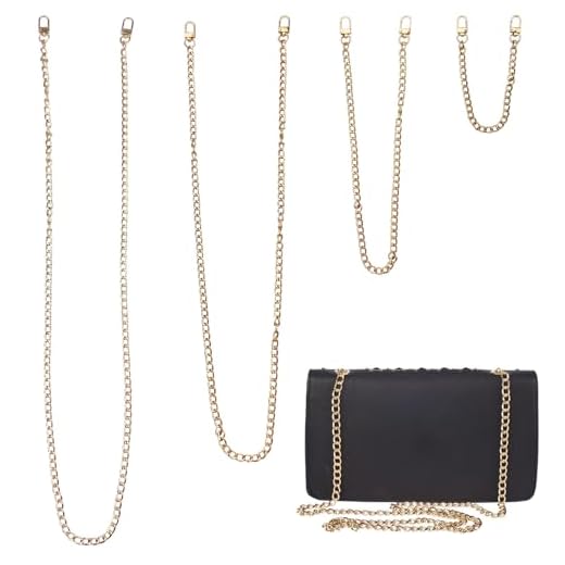 Crihovy 4 Piezas Cadena Bolso Dorada, Cadenas para Bolsos de Mujer, Exquisito Bolso con Cadena de Hombro, Correa Metálica de Cadena de Una Hilera, Cadena de Recambio para Bolso (30/60/100/120 cm)