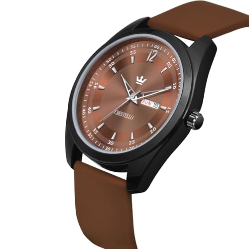 Image of CRESTELLO Silicone Strap Analog Wrist Watch with Day-Date Display for Men | 1 Year Warranty* | CR-BK205