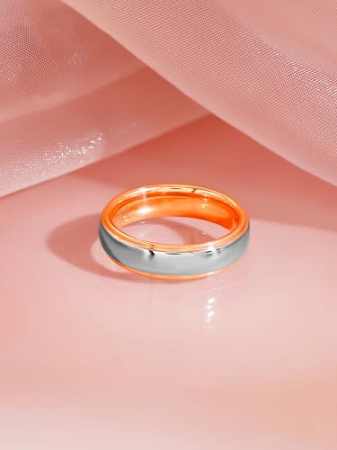 Image of 18K Gold Plated Gold & Silver Tone Tungsten Men's Band Ring for Mens | Everyday Wear Rings for Mens