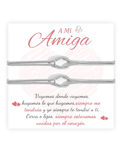 BOCHOI Regalos Amigas Originales Pulsera Regalo Amigas Cumpleaños Mejor Amigad Navidad Regalo Pulsera Plata Acero Inoxidable Mujer Hermanas Compañera Trabajo Novias Niñas Mujer Graduación Joyas