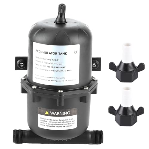 Klanata 0.75L 125PSI Waterproof Accumulator Tank, High Pressure Water Pump Flow Control System for Marine, RV, and Boat Applications