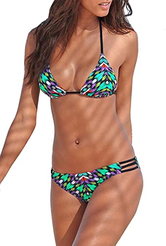 Bruno Banani Damen Triangel Bikini (Cup A/B) (38, Schwarz Print)