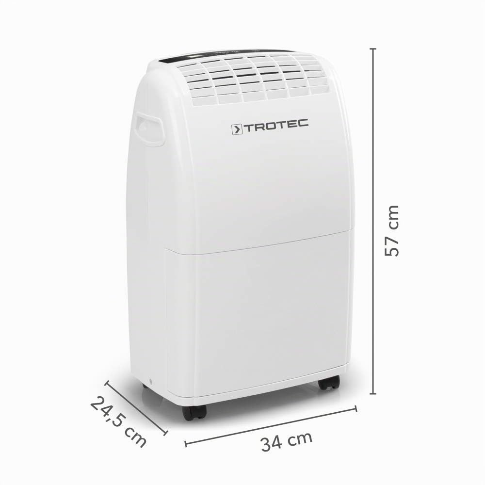 TROTEC Déshumidificateur TTK 75 E - 20 L/jour - surface 45 m² / 110 m³ - 3L résevoir - séchage du linge - déshumidificateur électrique avec arrêt automatique - anti humidité maison