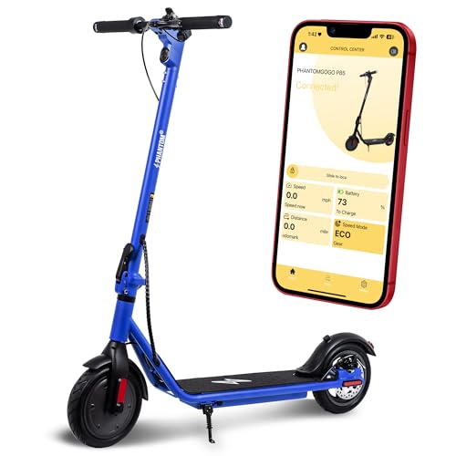 Phantomgogo Foldable Electric Scooter - Powerful Motor 15.5 Mph, Intelligent Light, Eco-Friendly, Perfect for Adult Commuters (8.5 Inch Wheels (Blue))