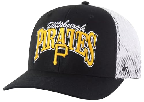47 MLB Keystone Trucker Adjustable Hat (US, Alpha, One Size, Black, Pittsburgh Pirates)