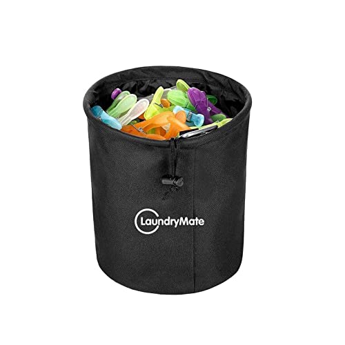 Buystarget Black Large Peg Bag, Durable Premium Clothes Peg Bag Waterproof Clothes Pin Bags with Hanger Clips Resistant Clothes Bag for Indoor and Outdoor Use