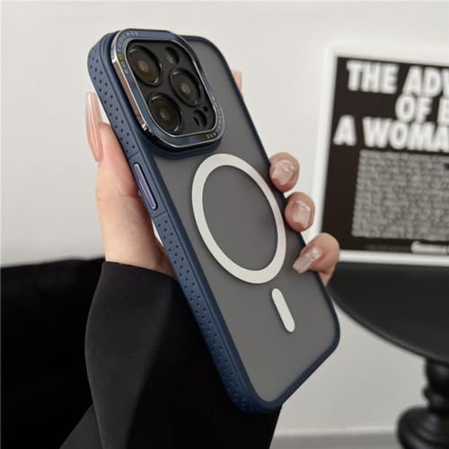 Coque iPhone 14 Pro Max magnétique bleu marine mat et rigide