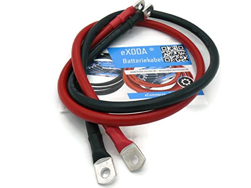 Exoda set di cavi batteria 35 mm² 75cm con guaina termoretraibile capocorda M8 rosso nero per auto moto fino a 3763 Watt 12V 99 percento rame resistente al calore
