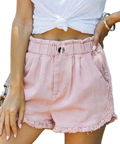 Image of YOCUR Womens Lightweight Shorts Casual Baggy Trendy Hot Pants Elastic Waist Drawstring Comfy Shorts