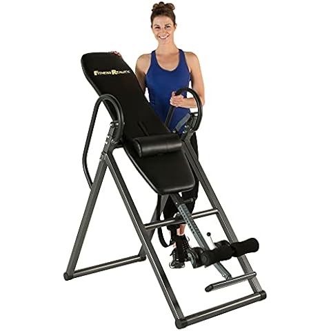 Fitness Reality Unisex Adult 790XLT High Endurance Inversion Table with Lower Back Cushion/Full Vertical Inversion - Red, N/A Cover