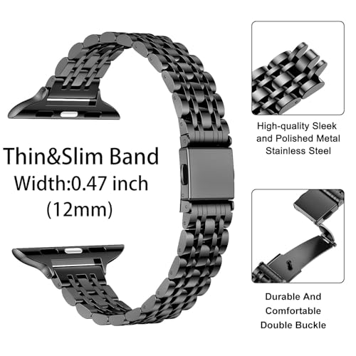 Image of MioHHR Slim Metal Band Compatible with Apple Watch Bands 42 /41 /40 /38mm