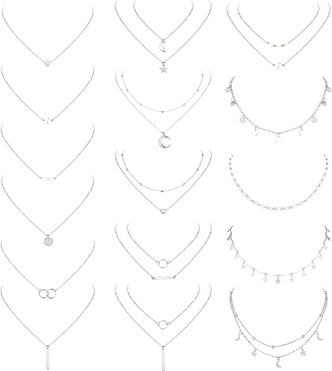 Sponsored Ad – Necklaces for Women 16Pcs Long Pendant Danity Layered Choker Necklaces Pendant Coin Moon Boho Star Pearl Chain Choker Multi-Layer Necklaces Set for Women Adjustable Gold Silver Tone