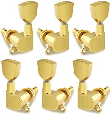 Holmer Sealed String Tuning Pegs Tuning Machines Grover Machine Heads Tuners Tuning Keys Vintage Keystone Style 3 Left 3 Right for Electric Guitar or Acoustic Guitar Gold.