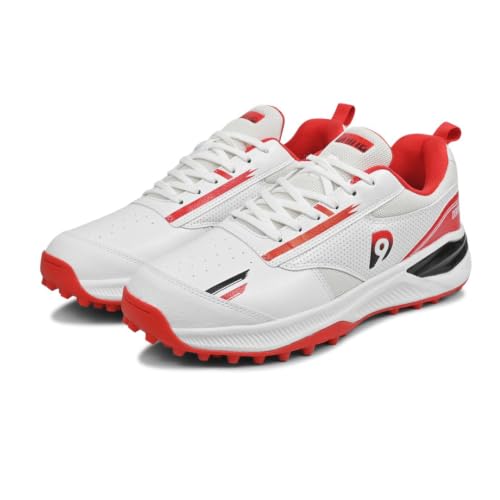 Image of DNINE Blaster Men, Rubber Studs, Cricket Shoes, Sun Orange /Diva | Blue /White | White /Red