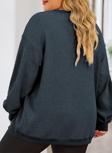 Image of Eytino Women Plus Size Sweatshirt Oversized Crew Neck Long Sleeve Tops
