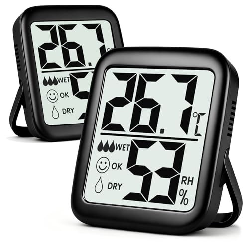 Antonki 2 Pièces Hygromètre Intérieur, Thermomètre Intérieur pour la Maison,Moniteur de Température et Humidité pour la Chambre à Coucher, Bureau,...