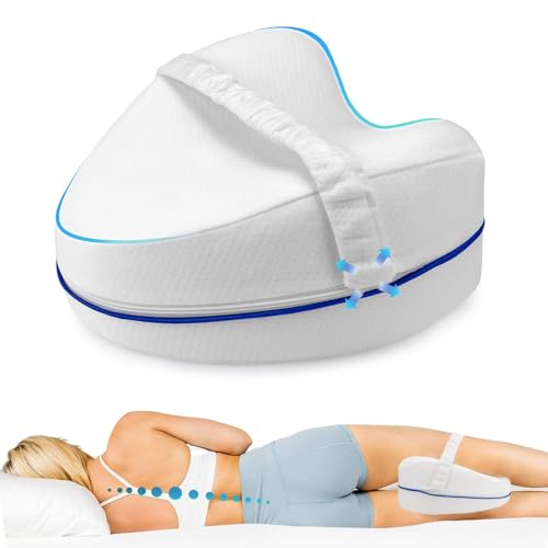 Perffi Cuscino per ginocchia per chi dorme sul fianco, cuscino ortopedico per gambe per dormire senza dolore, cuscino ergonomico in memory foam viscoelastico I rivestimento traspirante