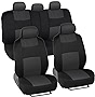 BDK PolyPro Car Seat Covers Full Set in Charcoal on Black – Front and Rear Split Bench Car Seat Cover, Easy to Install, Interior Covers for Auto Truck Van SUV