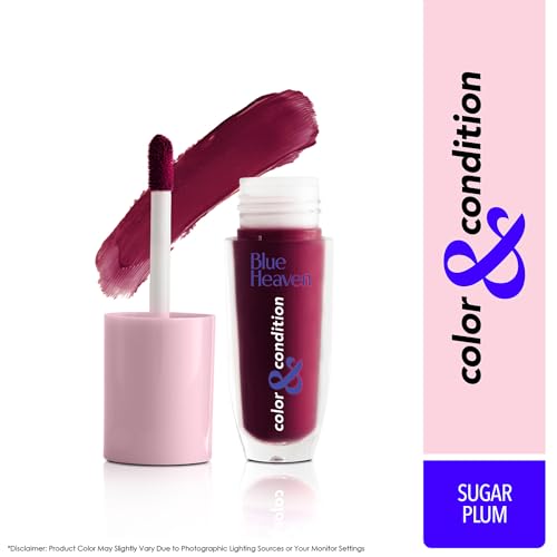 Image of Blue Heaven Color & Condition tinted lip oil for women, lip gloss infused with Cranberry, Raspberry & Hazelnut oil, Hydrating & Softening - Sugar Plum, 4.2ml
