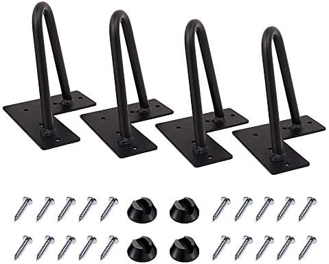 MSOBAIW Hairpin Legs 4 inch Set of 4, DIY Furniture Metal Table Legs Perfect for Cabinet, Wardrobe, TV Cabinets, Drawers, Nightstand, 3/8" Diameter Satin Black Two-Rod Mid Century Modern Style
