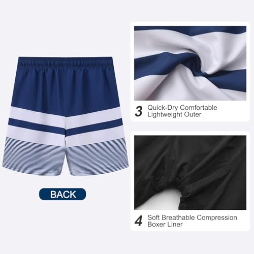 Image of HODOSPORTS Mens 7 inch Swim Trunks with Compression Liner S-6XL Quick Dry Swimming Shorts Zipper Pockets Swimsuits