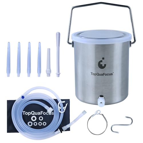 TopQuaFocus 2L Klistier Eimer Einigungs set Irrigator zur Darmreinigung Shower Enemas wiederverwendbarer Edelstahl-Kolon-Einlauf-Eimer