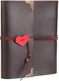 Photo Album Scrapbook Leather Wedding Guest Book DIY Retro Memory Book Scrap Book with 60 Black Papers Gift for Valentines Anniversary Christmas Day Birthday for Him Her Men Women(Brown,Medium)
