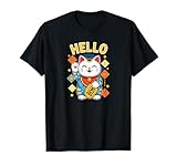 gatto fortunato maneki neko, gatto giapponese portafortuna maglietta
