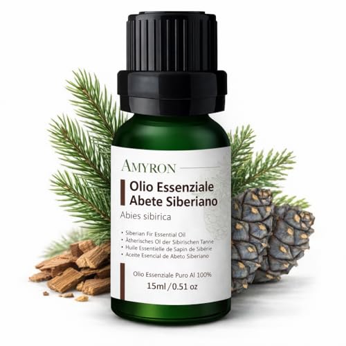 Olio Essenziale Abete 15ml AMYRON | Abete Siberica | Naturale E Puro Al 100% | Ideale Per Aromaterapia | Terapeutico | Diffusore Oli Essenziali | Massaggi aromatici | Uso Alimentare Senza OGM