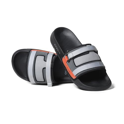 Image of CHUPPS Element Grey & Black Drift Orthopedic Slippers | Soft Footpharma Footbed | Breathable Ventilation Holes | Lightweight Flip Flops | Anti-Skid Chappals for Everyday For Mens