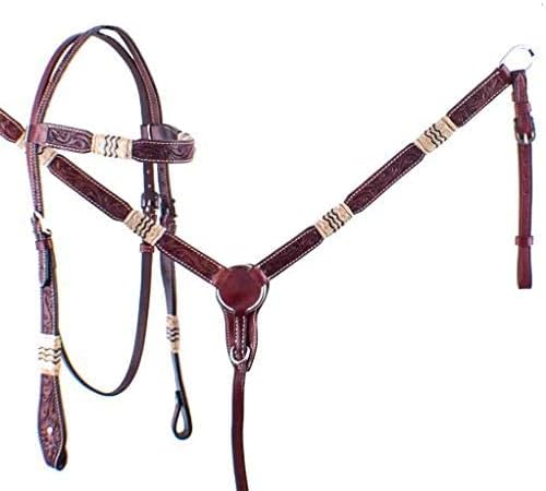 Showman Rawhide Braided Leather Headstall & Breast Collar Set