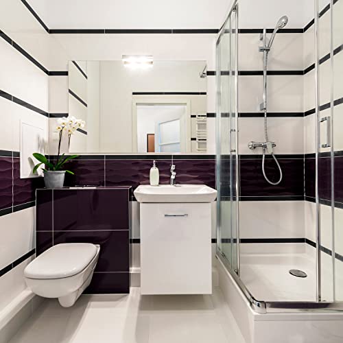 Image of EHKO Glass Mirror Tiles,2''X20'' Mirror Tiles Self Adhesive Stripe Wall Mirror Stickers Removable Long Acrylic Frameless Rectangular Mirror Sheets For Home Living Room Bedroom DIY Decor(10Pcs)(Black)