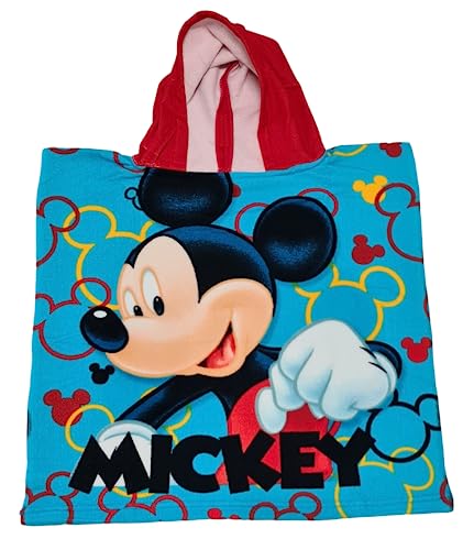 Poncho Mickey Mouse con capucha Toalla de playa playa y piscina Albornoz de microfibra 55 x 90 cm secado rápido, ultra suave MICKEY MOUSE