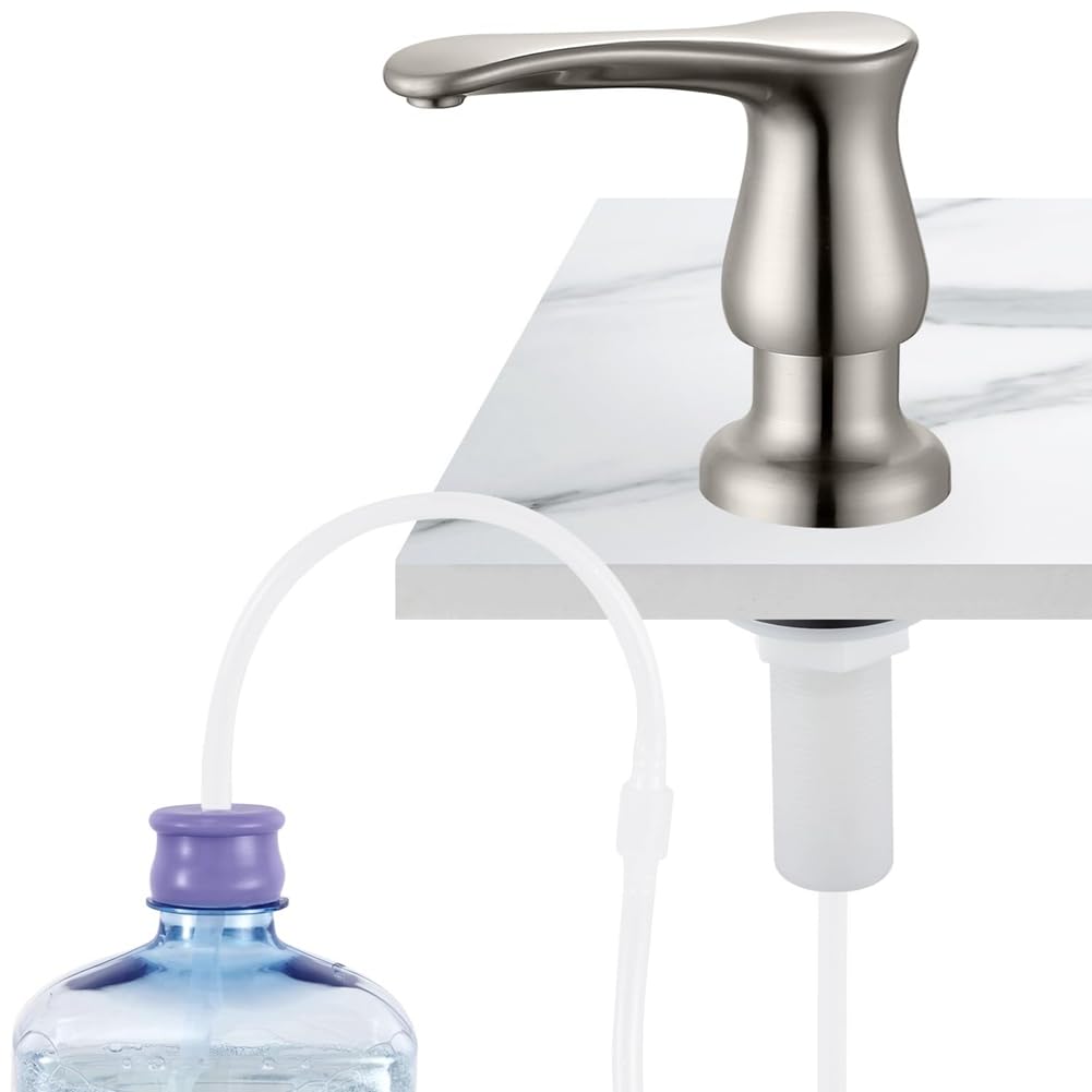 Laugherer Kitchen Sink Soap Dispenser Brushed Nickel,Under-Sink Soap Dispenser With Extension