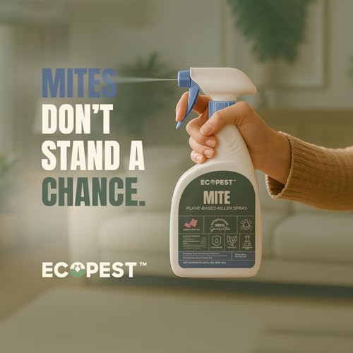 Mite Spray – Natural Killer for Dust, Bird, Spider & Other Mites | Bedding & Furniture-Safe | Treatment for Chickens, Poultry, Dogs, Cats, Reptiles & Other Pets | Indoor & Outdoor (22 oz)