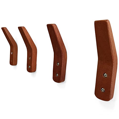 Wrightmart Wood Wall Coat Hook, Set Of 4, Heavy Duty Hanger, Handmade Of Mahogany, For Entryway, Hallway. Bathroom, Kitchen, Home Organizer For Towels, Hats, Cloths (Natural) #TOP16