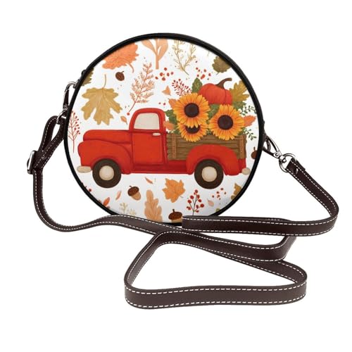 Sac rond motif citrouille d'automne le cadeau idéal en cuir végétalien