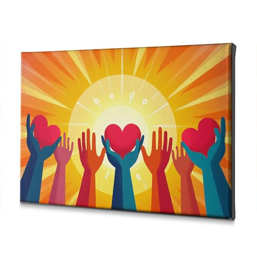Tableau soleil et mains réconfortant pour créer un cocon zen dans la chambre