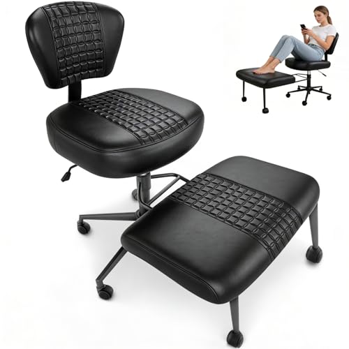 DIDAINT Silla Ergonómica de Rodillas para Escritorio, Silla para Meditar con Asiento Ancho y Alargado, Silla de Rodillas 360° con Ruedas, Ajustable en Altura para Postura Correcta ADHS, Negro