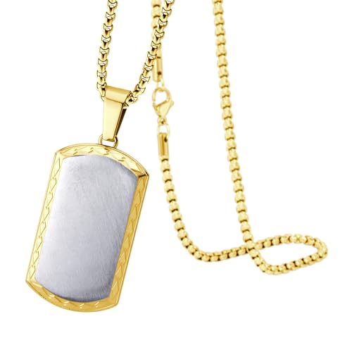 555Jewelry Stainless Steel Dog Tag Necklace for Men and Women, Matte Dog Tag Pendant Chain Necklaces, 16-24 Inch