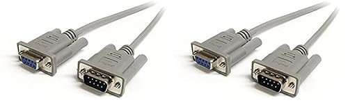 StarTech.com 10 ft Straight Through Serial Cable - M/F - Serial Extension Cable - DB-9 (M) to DB-9 (F) - 10 ft - Gray - MXT10010 (Pack of 2)