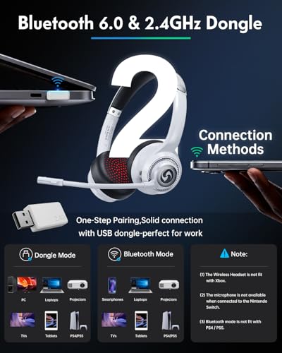 Image of Wireless Headset for Work, HD Sound Bluetooth Headphones with Mic